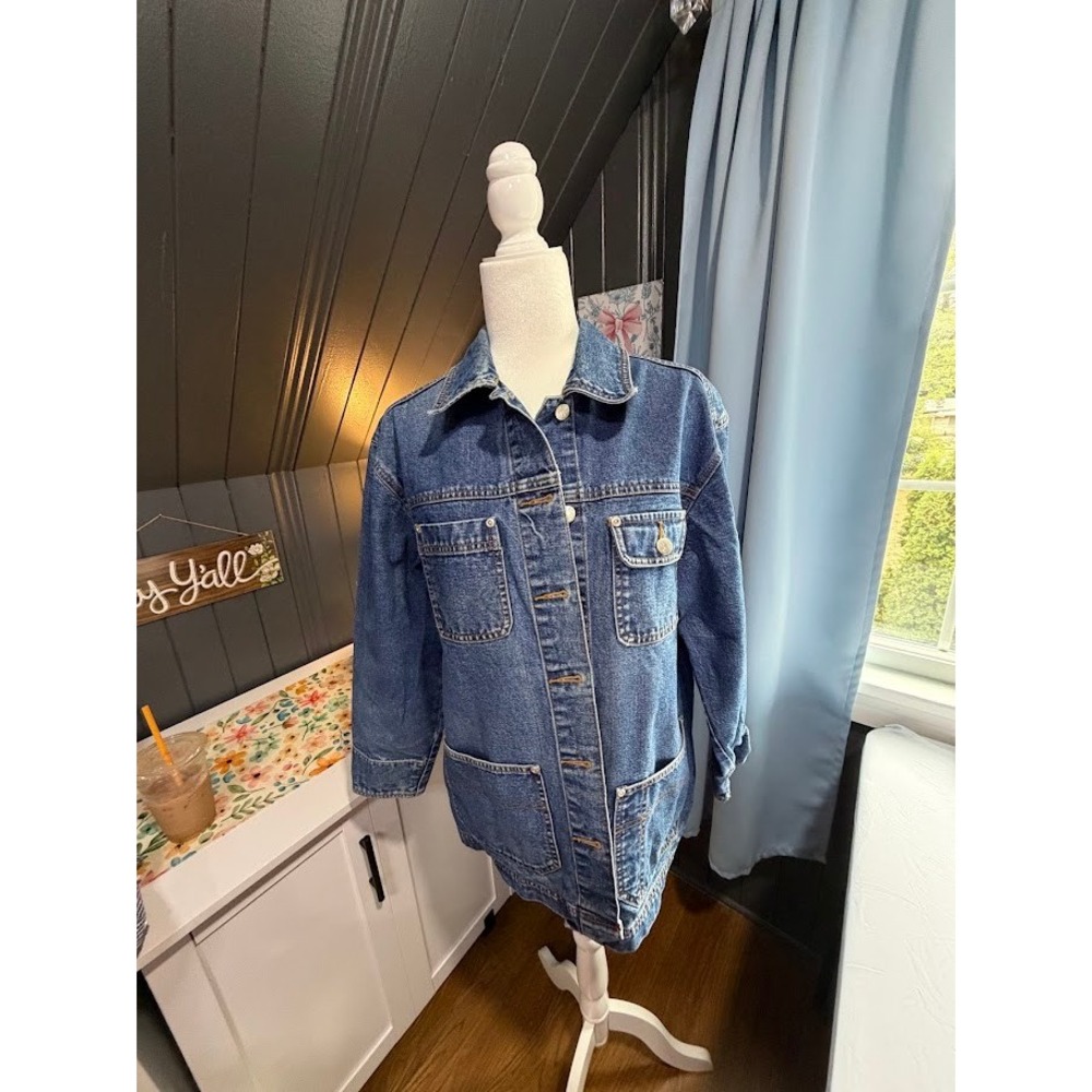 So Blue Denim Chore Coat / Utility Jacket Workwear - Medium
